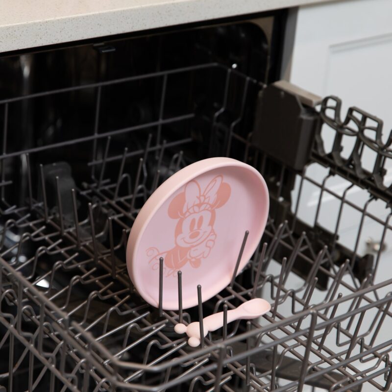 Bumkins Silicone Plate + Spoon Set: Disney Minnie Mouse Feeding