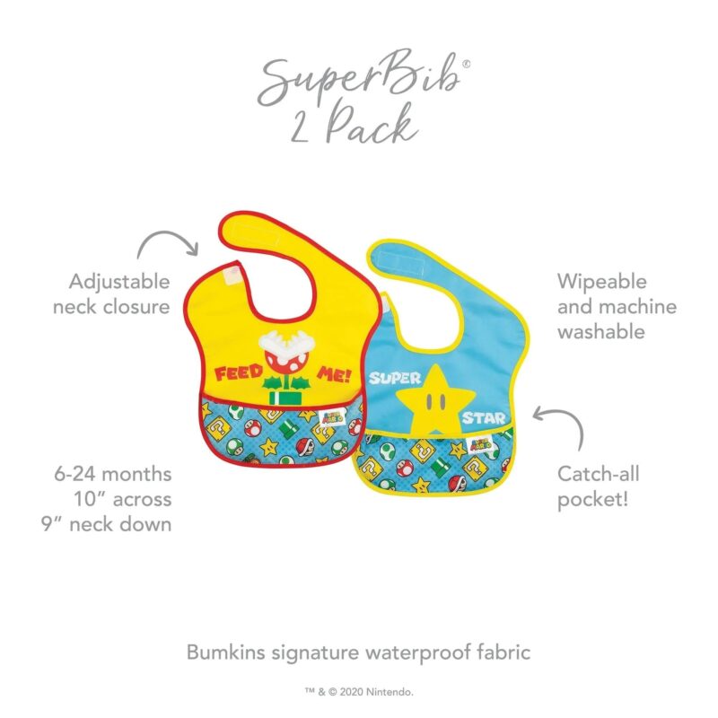 Bumkins SuperBib 2 Pack: Super Mario Expressions part of our  collection