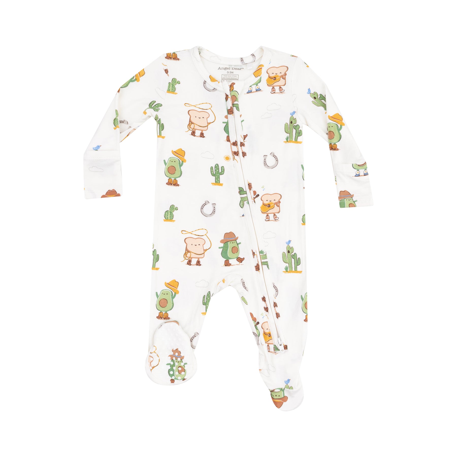 Angel Dear Avocado Toast Western Bamboo Viscose Zipper Footie