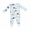 Cow Families Blue Bamboo Viscose Zipper Footie from Angel Dear