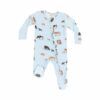Angel Dear Cow Families Blue Bamboo Viscose Zipper Footie