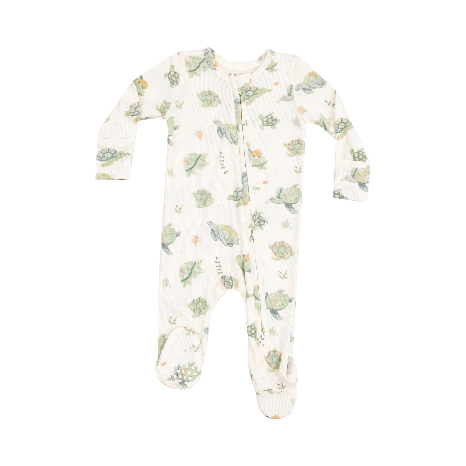 Angel Dear Sea Turtles Bamboo Viscose Zipper Footie