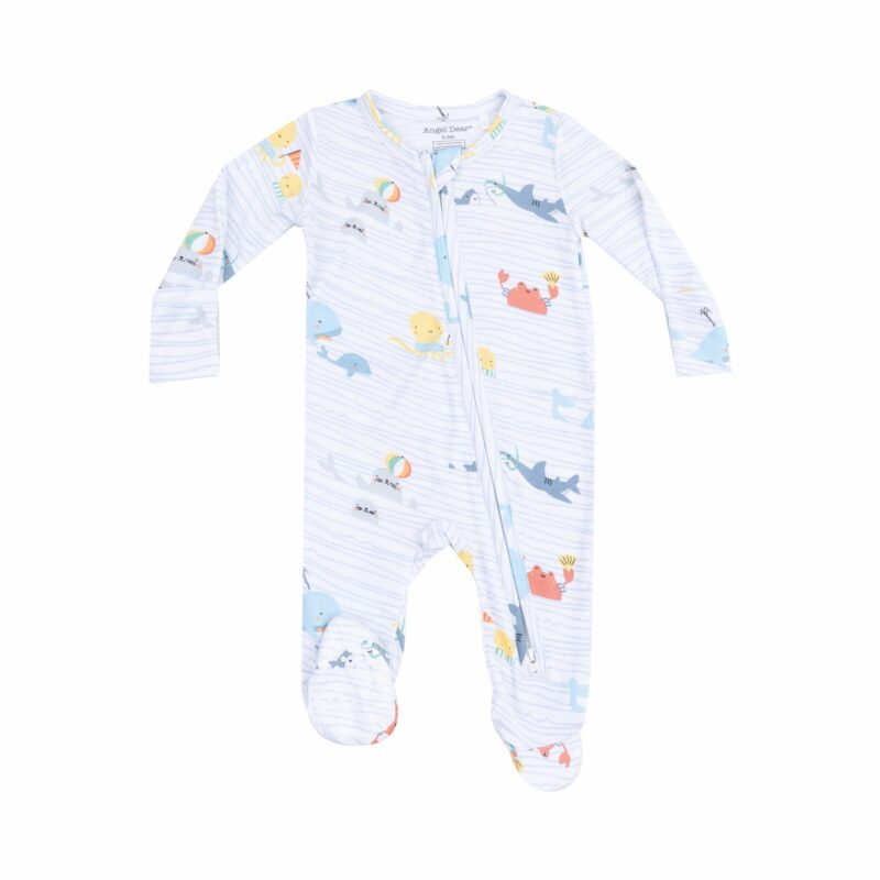 Angel Dear Sea Stripes Bamboo Viscose Zipper Footie