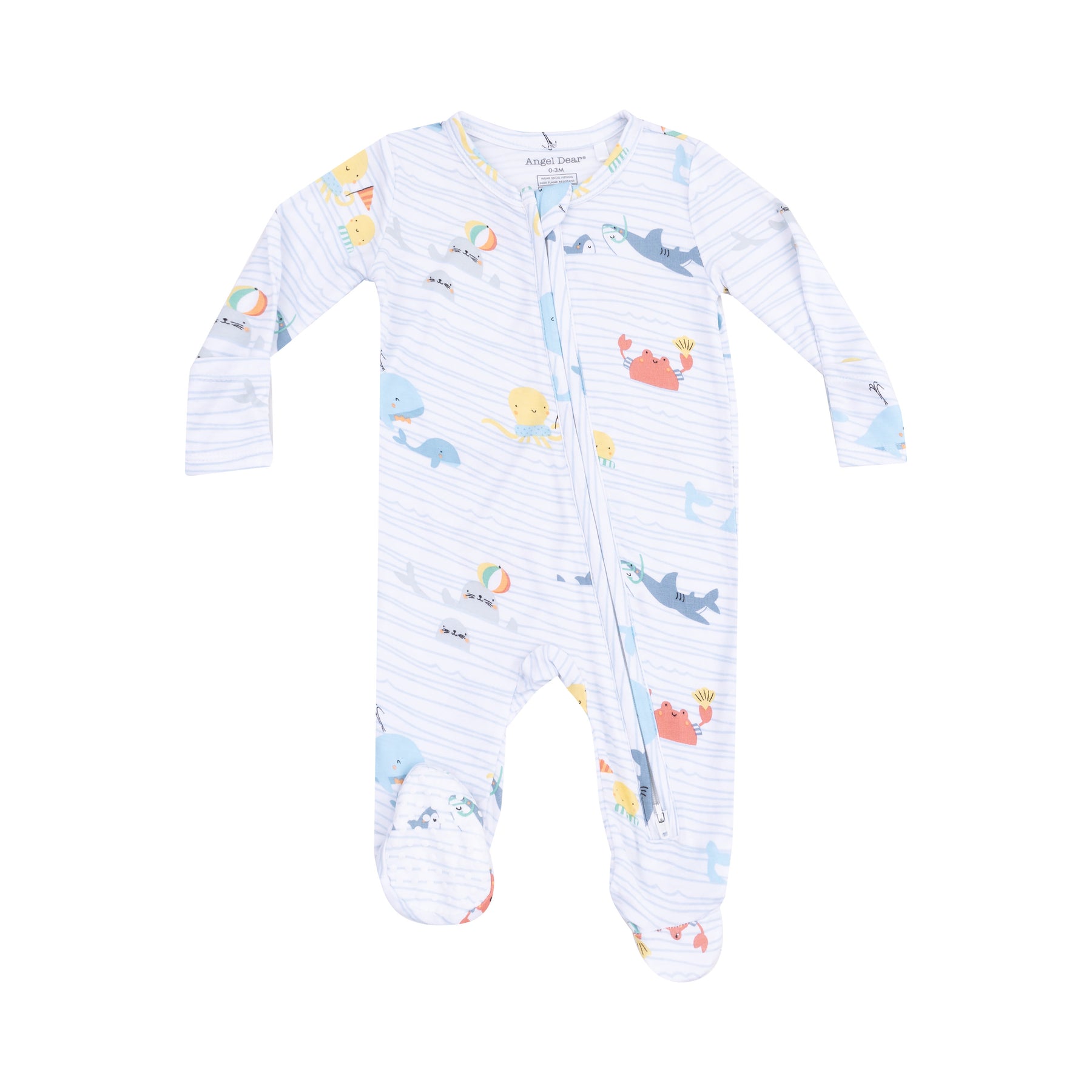 Angel Dear Sea Stripes Bamboo Viscose Zipper Footie