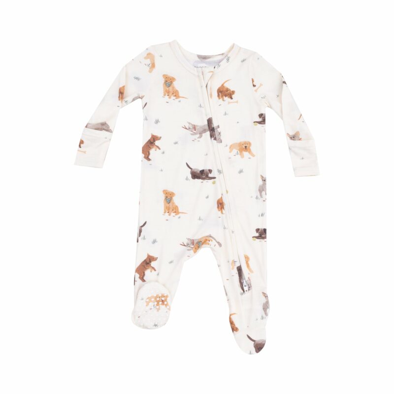 Angel Dear Watercolor Puppies Bamboo Viscose Zipper Footie