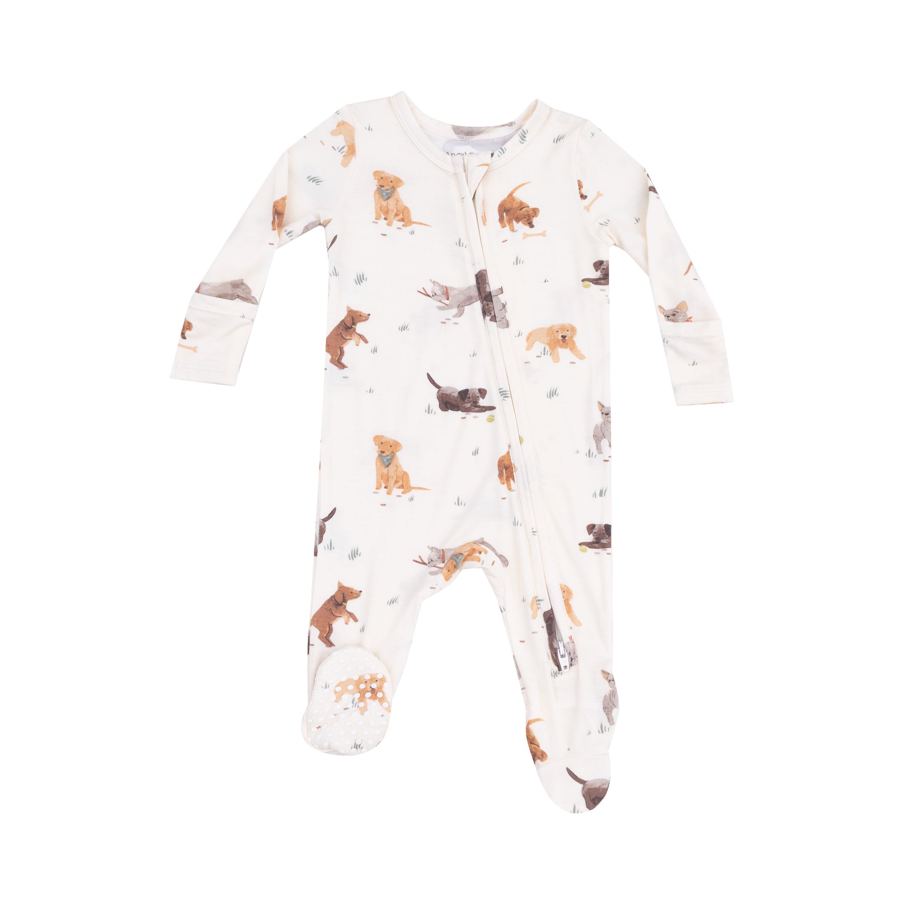 Angel Dear Watercolor Puppies Bamboo Viscose Zipper Footie