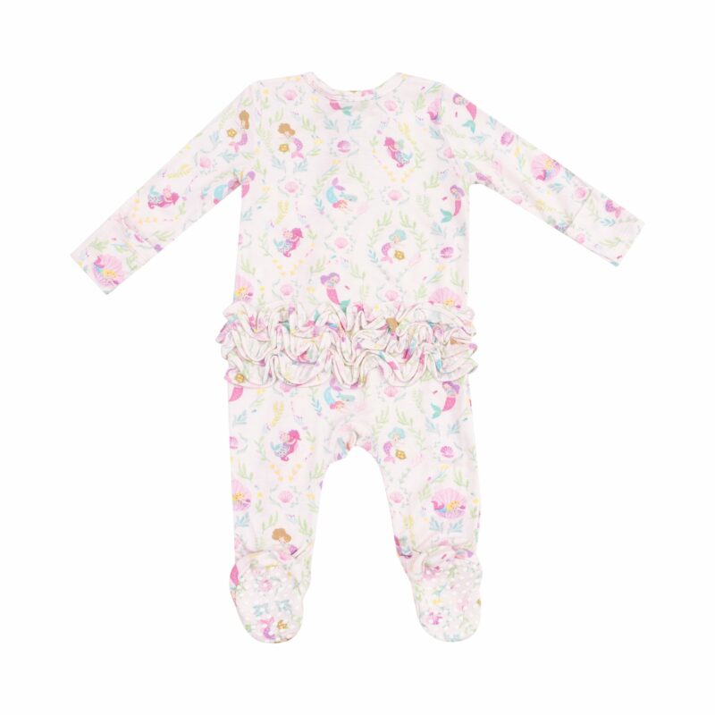 Mermaids Bamboo Viscose Zipper Ruffle Back Footie from Angel Dear