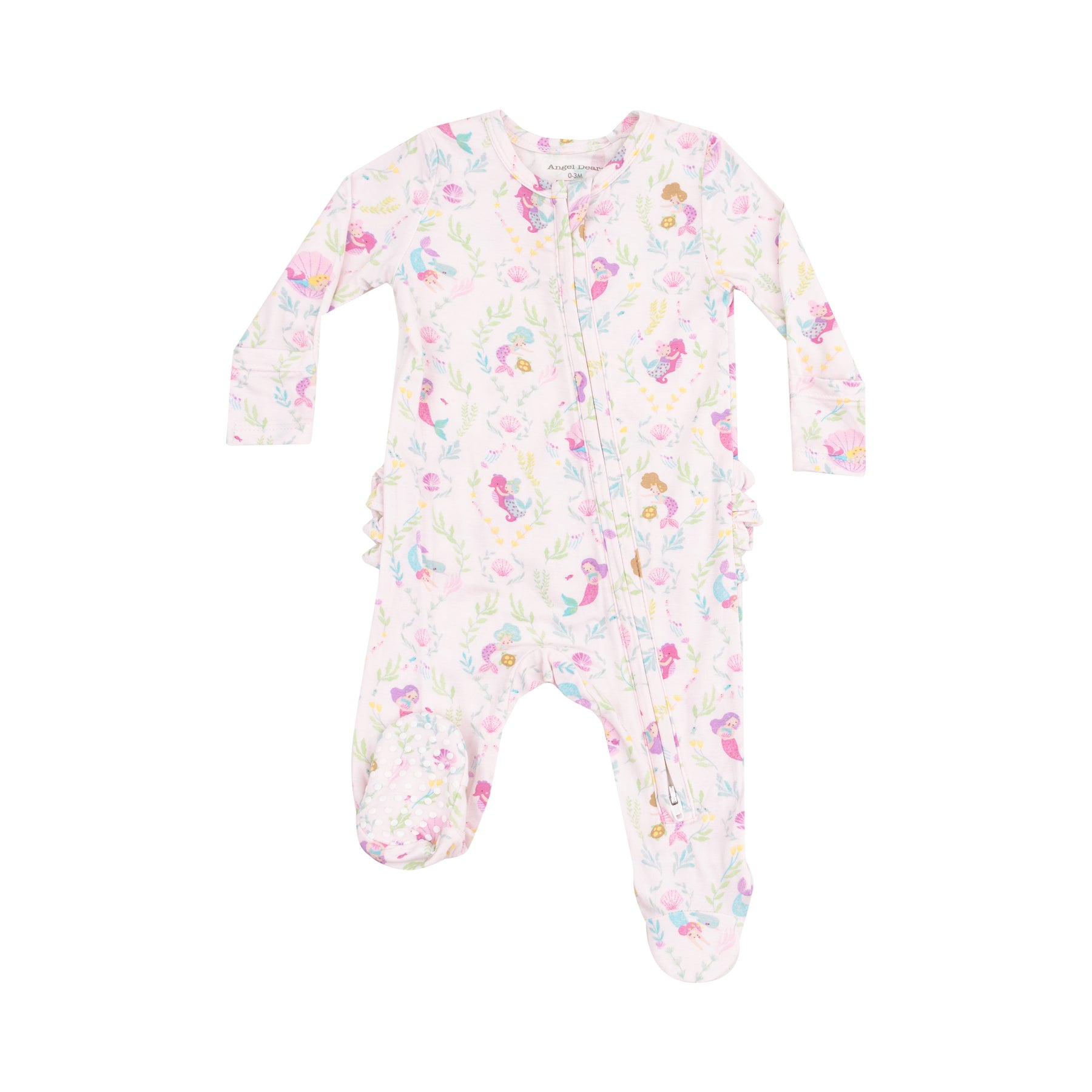 Angel Dear Mermaids Bamboo Viscose Zipper Ruffle Back Footie