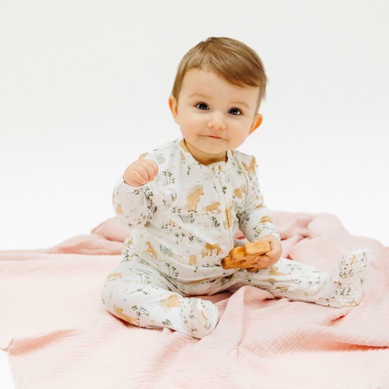 Pretty Ponies Bamboo Viscose Zipper Ruffle Back Footie