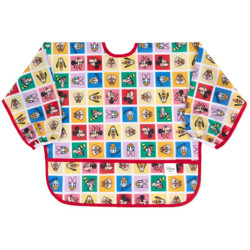 Bumkins Sleeved Bib: Mickey & Friends Check Mates