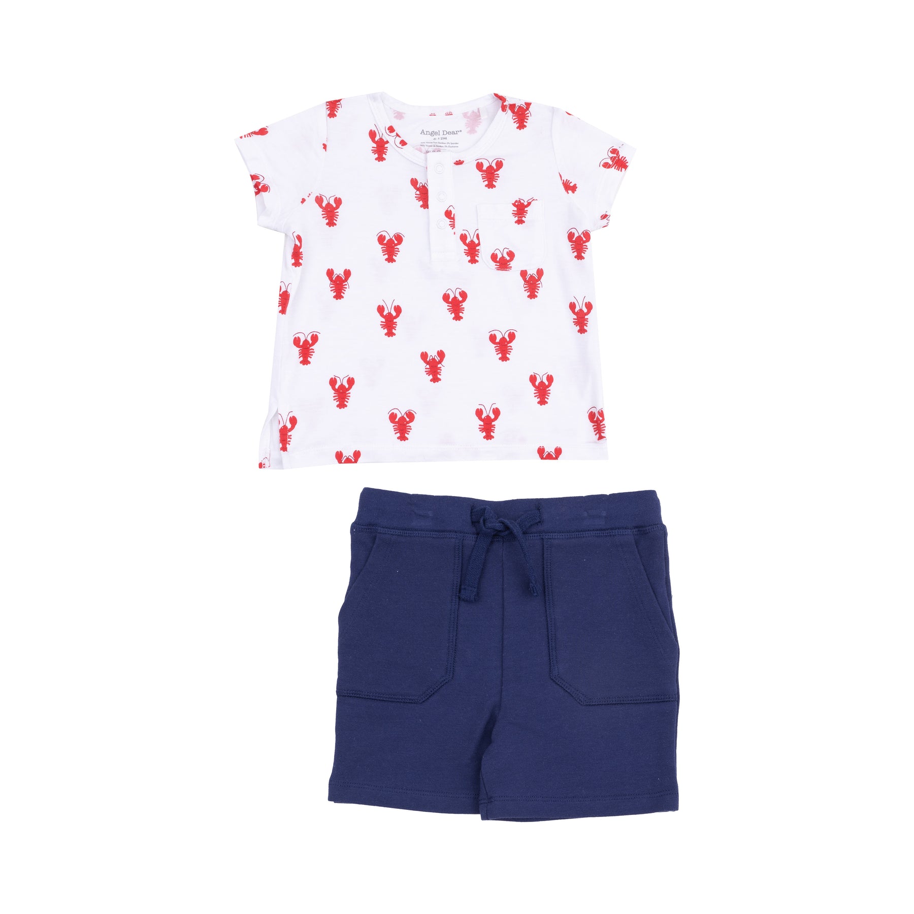 Angel Dear Lobster Bamboo Pocket Henley and French Terry Short