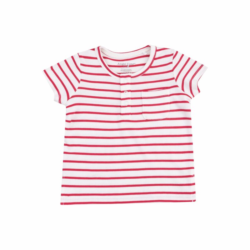 Stripe Vintage Red Shirt Rib And Short French Terry from Angel Dear