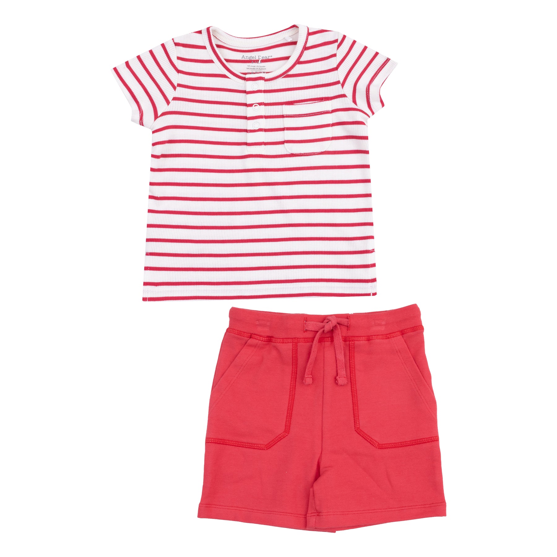 Angel Dear Stripe Vintage Red Shirt Rib And Short French Terry