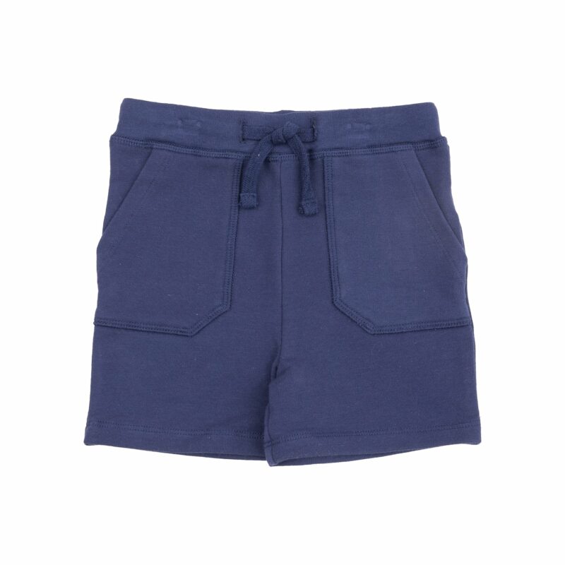 Angel Dear Navy Gingham Button Down Muslin Polo With French Terry Short