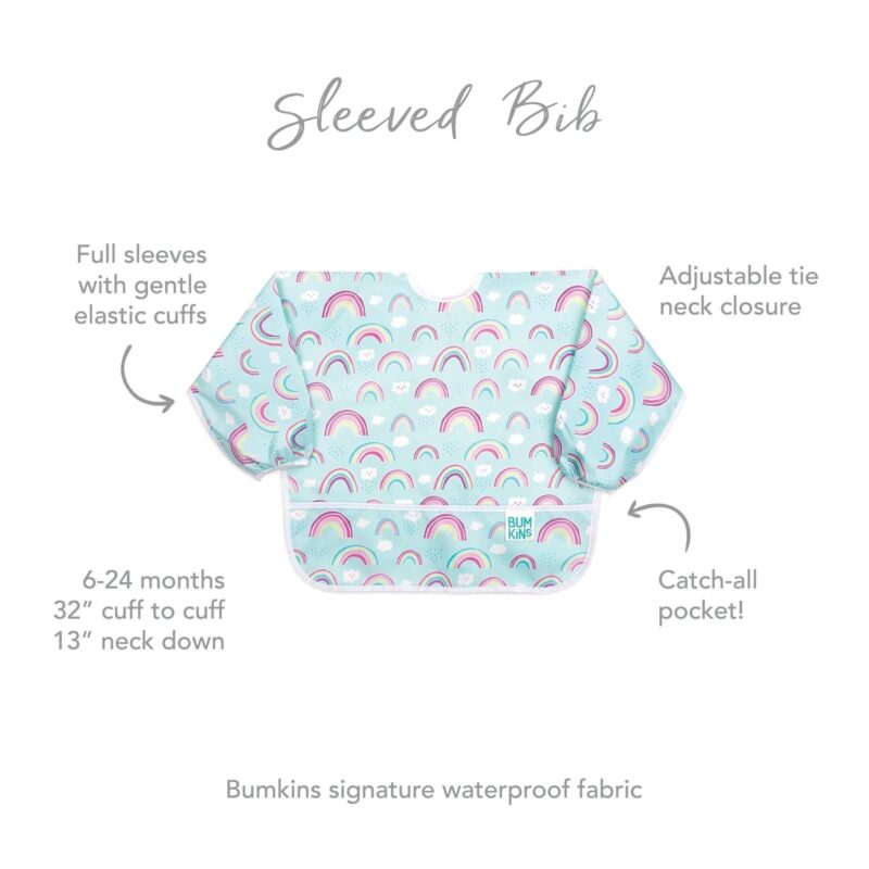 Bumkins Sleeved Bib: Rainbows Feeding