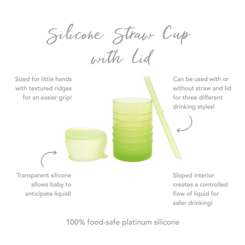Bumkins Silicone Straw Cup with Lid: Sage available at Blossom