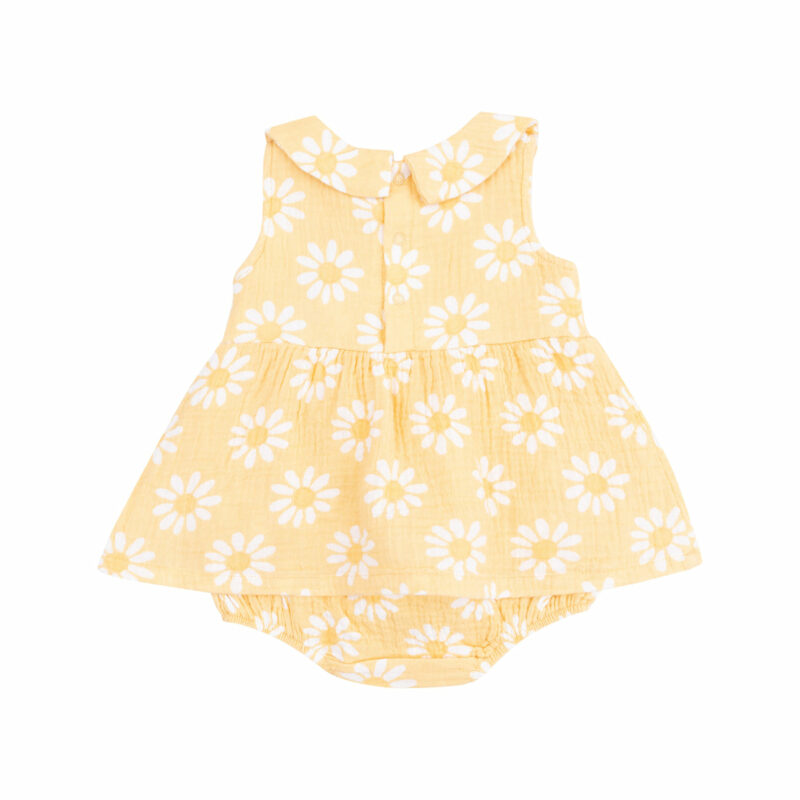Yellow Mod Daisy Muslin Peter Pan Collar Skirted Bubble from Angel Dear