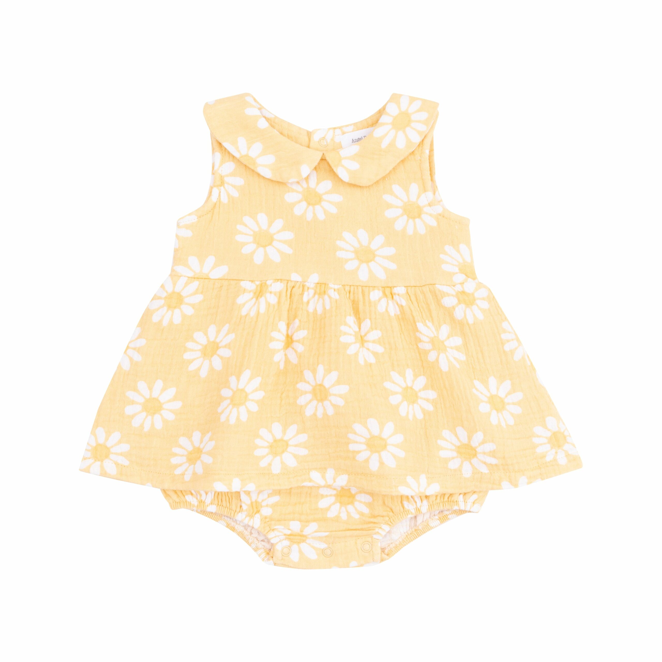 Angel Dear Yellow Mod Daisy Muslin Peter Pan Collar Skirted Bubble