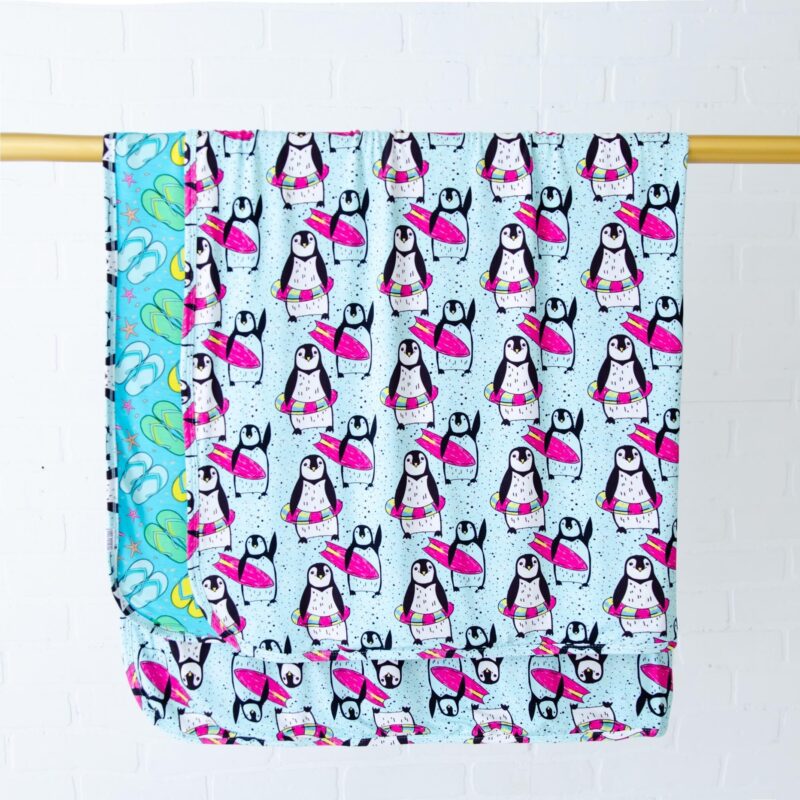 Dreamiere License To Chill Penguin Bamboo Viscose Reversible Blanket