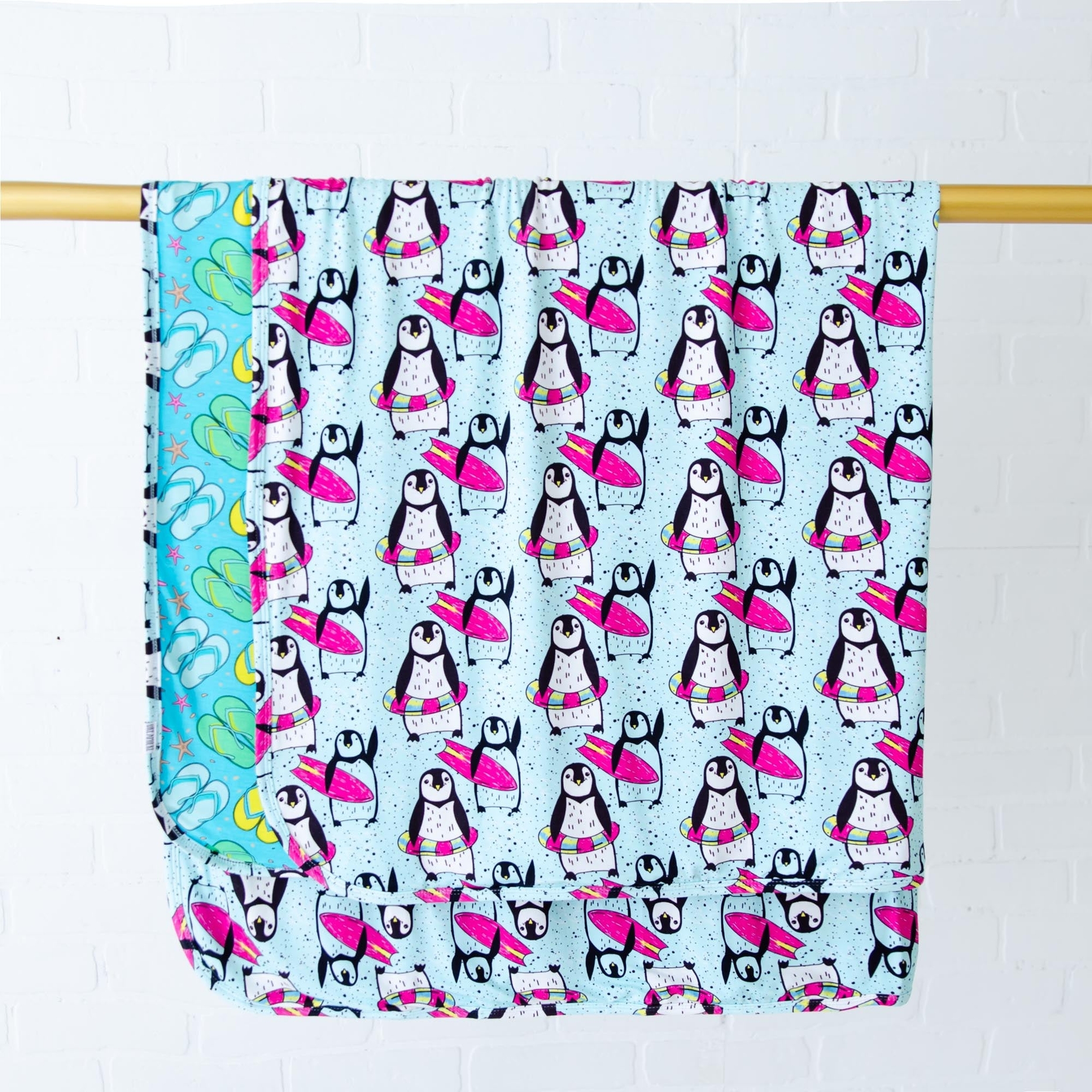 Dreamiere License To Chill Penguin Bamboo Viscose Reversible Blanket