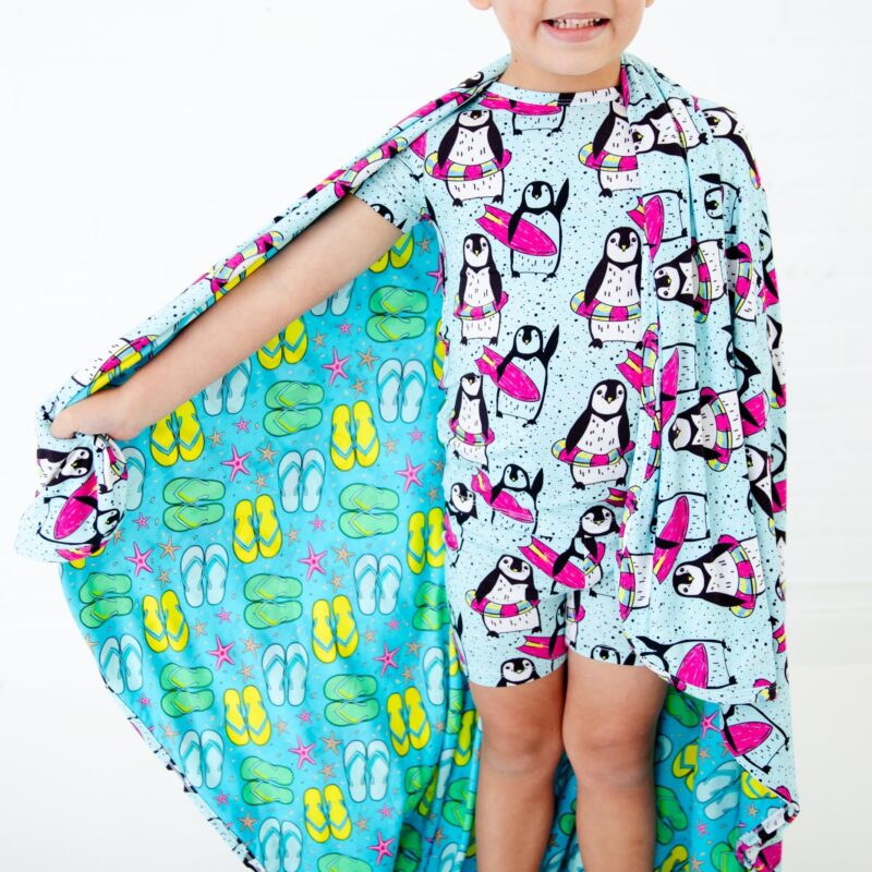 License To Chill Penguin Bamboo Viscose Reversible Blanket from Dreamiere
