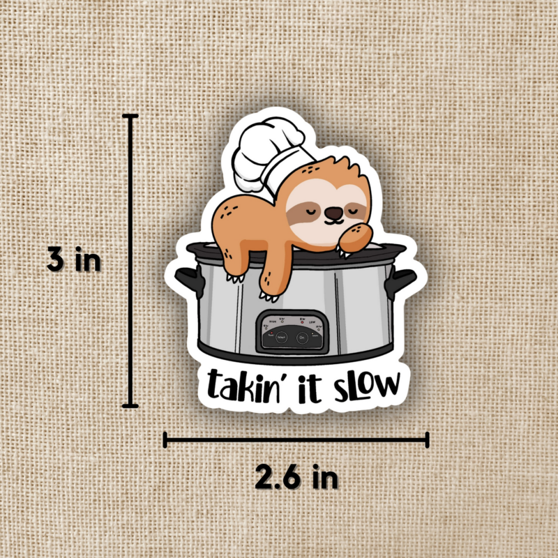 Taking It Slow Slow Cooker Sloth Sticker from Wildly Enough