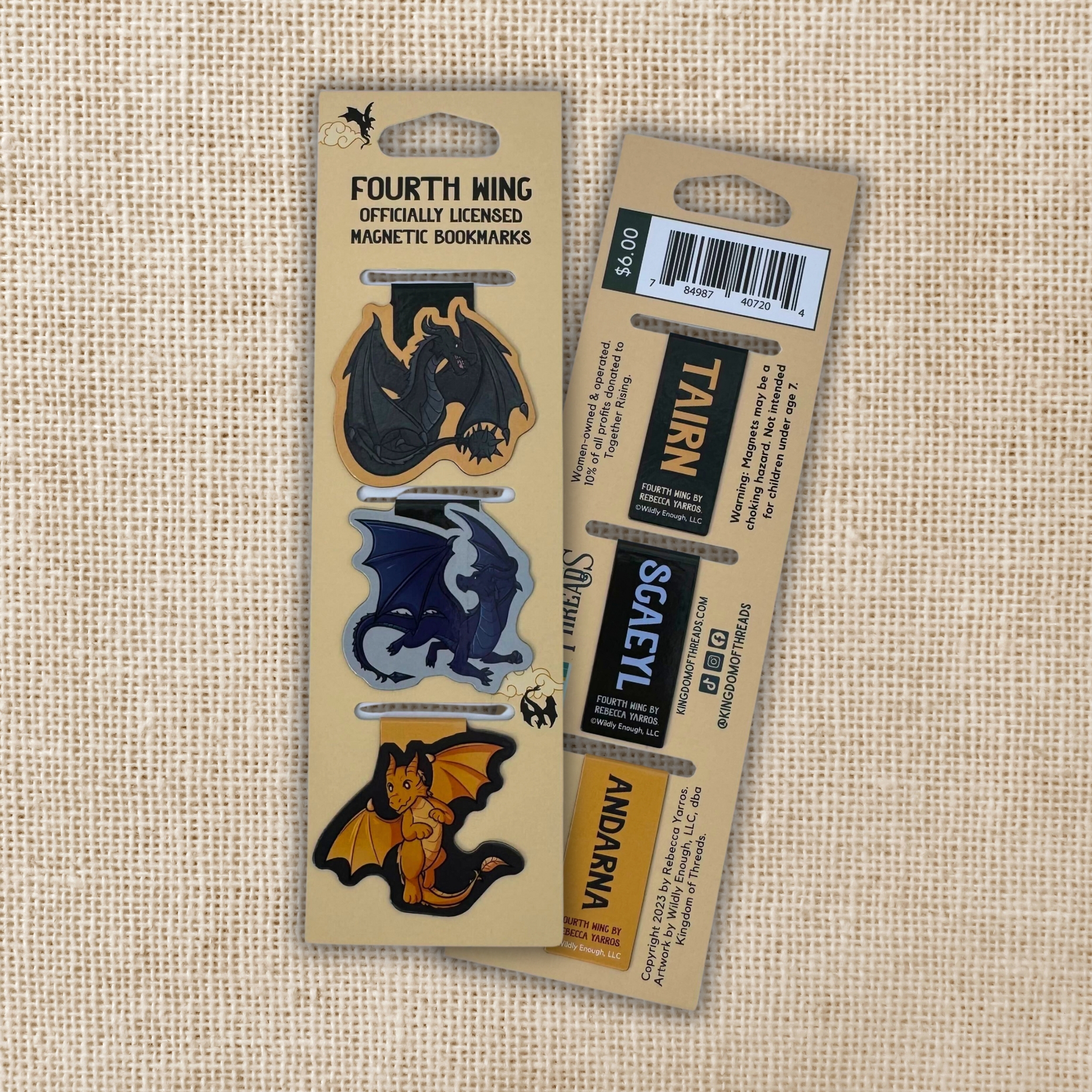 Wildly Enough Fourth Wing Dragons Magnetic Bookmark Set