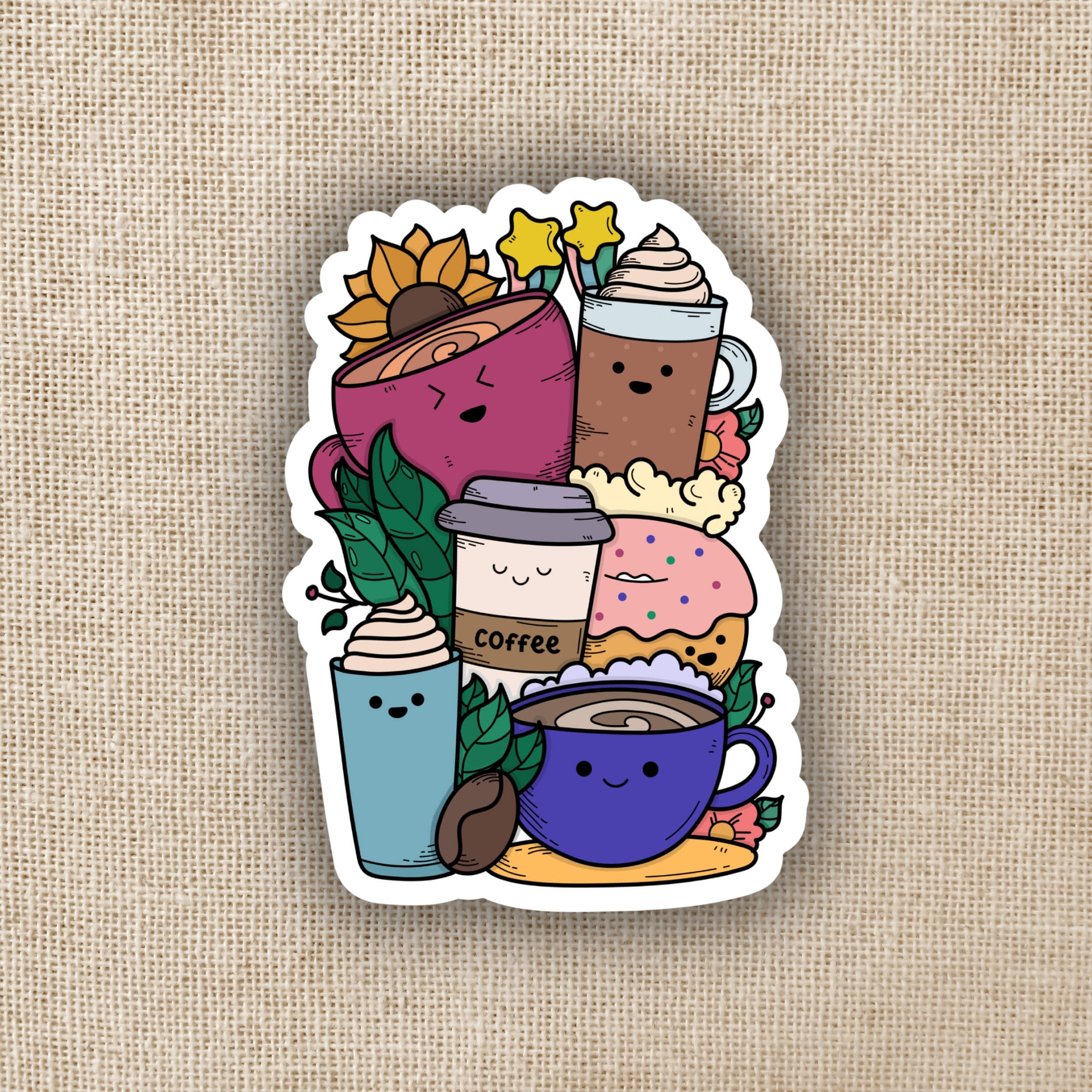 Wildly Enough Coffee Doodle Pile Sticker
