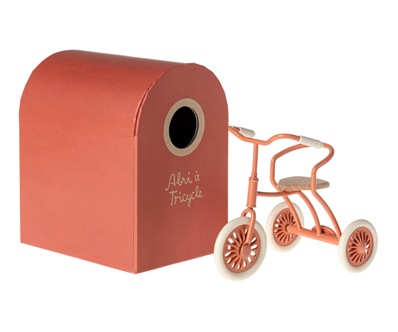 Mouse Abri à Tricycle in Coral made by Maileg