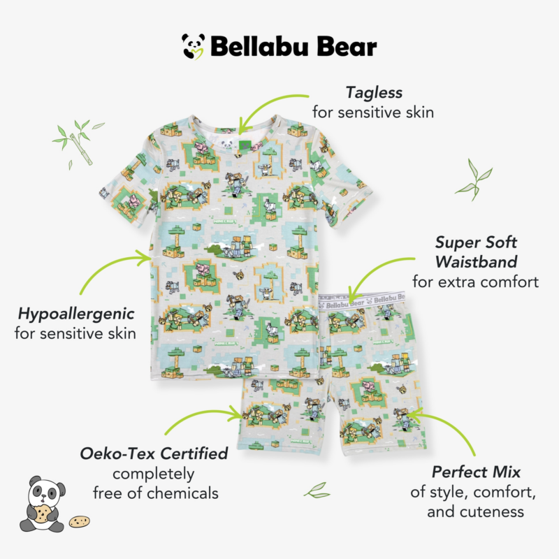 Minecraft Overworld Dreams Bamboo Viscose Pajama Short Set available at Blossom