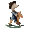 Little Brother Cowboy Mouse On Rocking Horse made by Maileg