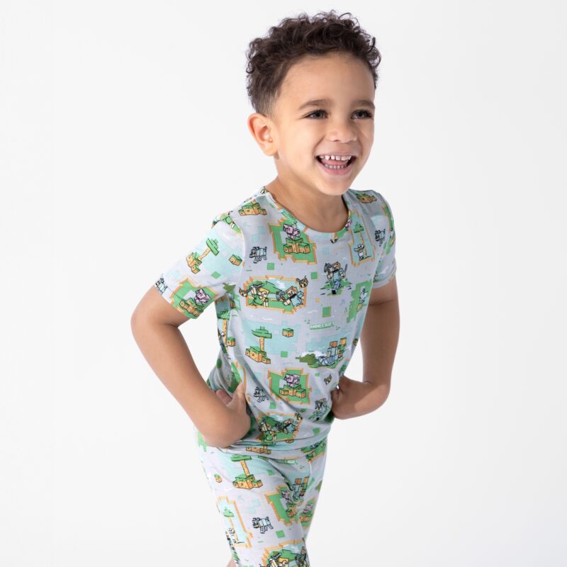 Minecraft Overworld Dreams Bamboo Viscose Pajama Short Set from Bellabu Bear
