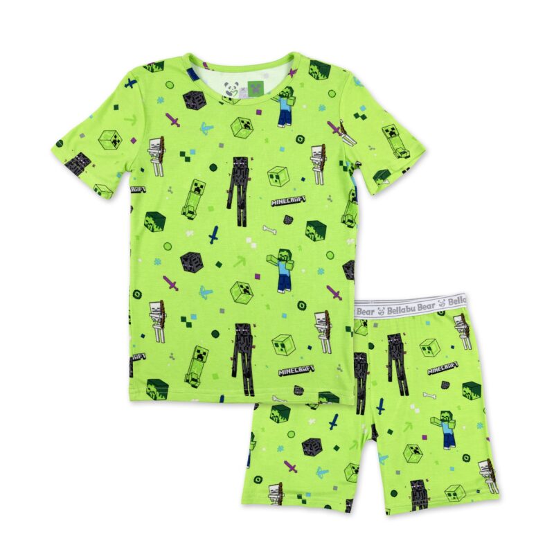 Minecraft Mob Squad Bamboo Viscose Pajama Short Set from Bellabu Bear