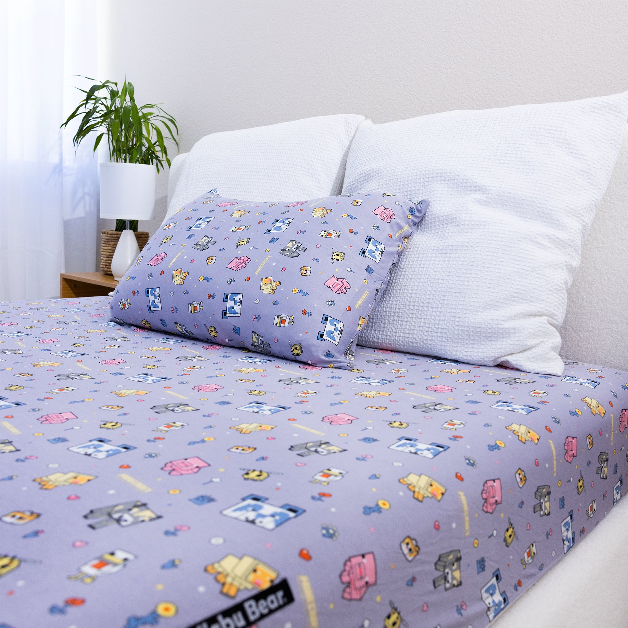 Bellabu Bear Minecraft Pixel Pals Bamboo Viscose Full Sheet Set
