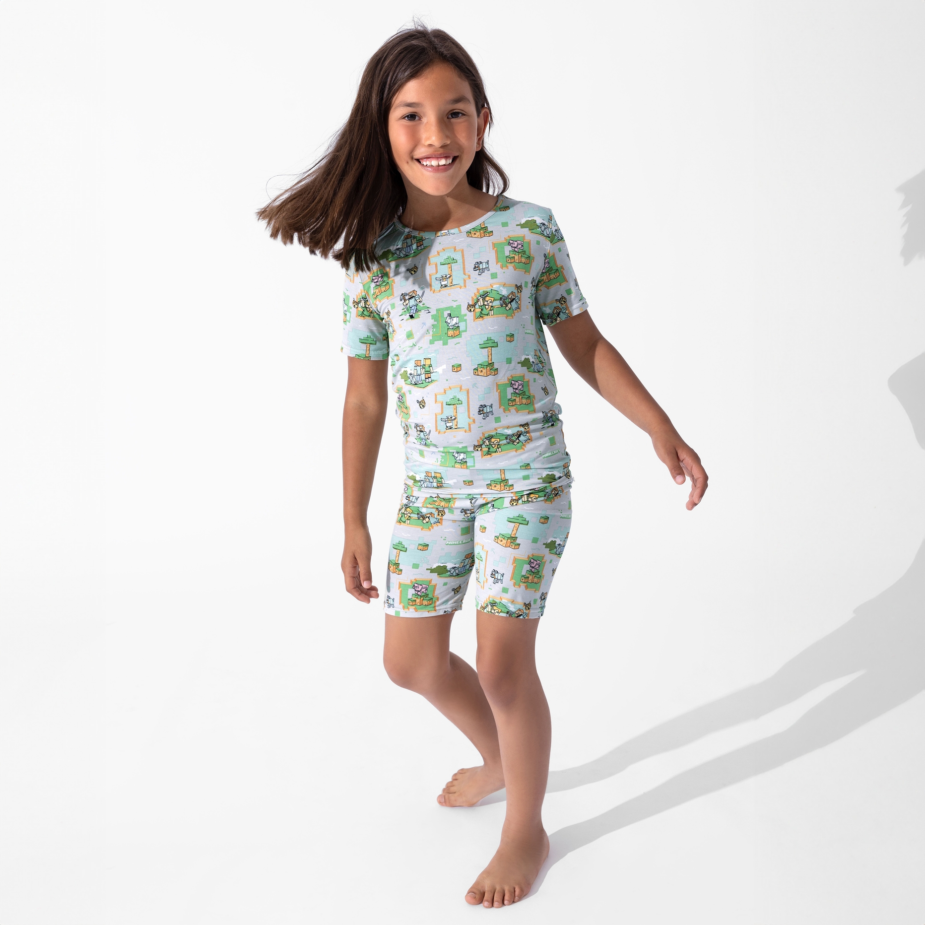 Bellabu Bear Minecraft Overworld Dreams Bamboo Viscose Pajama Short Set
