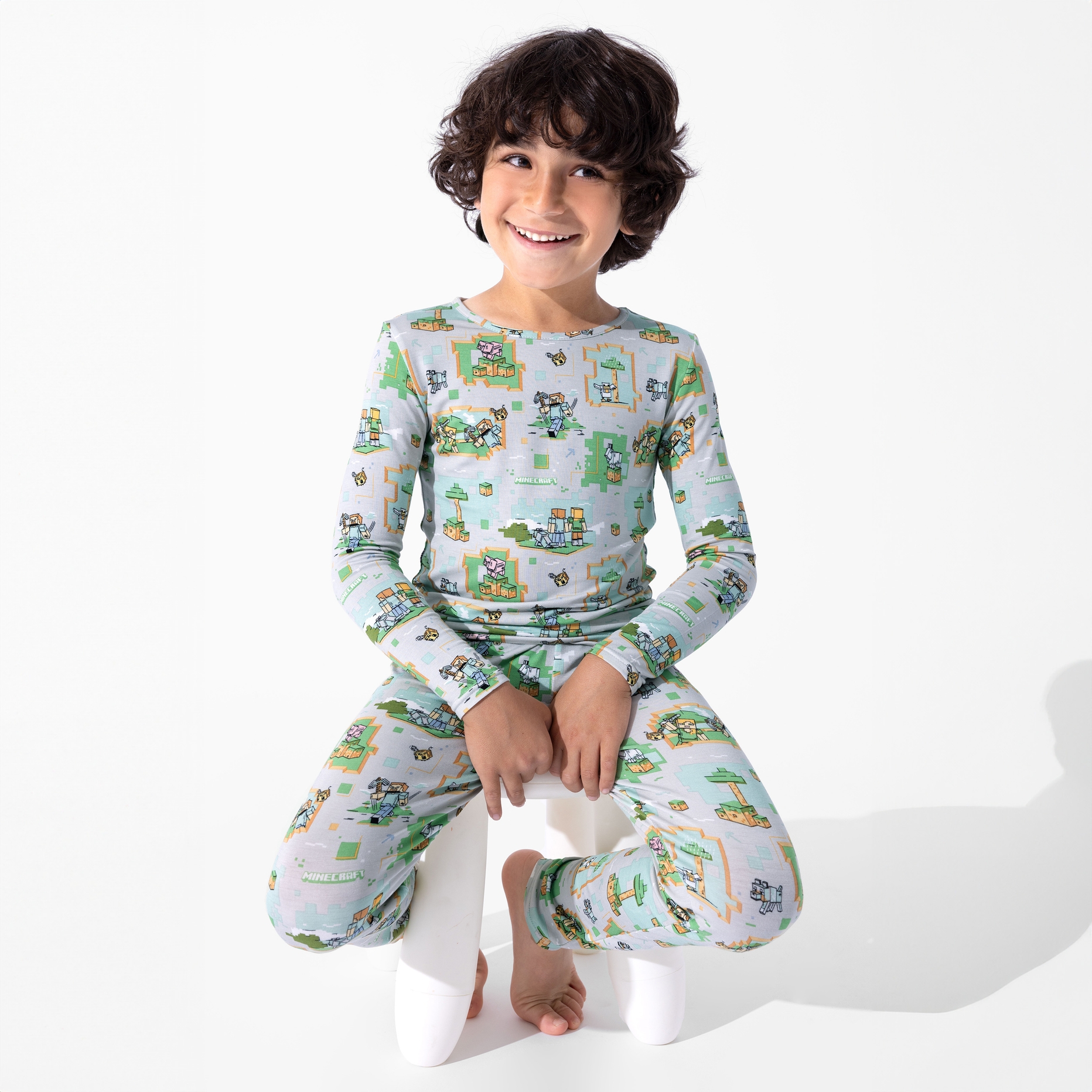 Bellabu Bear Minecraft Overworld Dreams Bamboo Viscose Pajamas