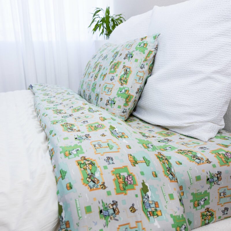 Minecraft Overworld Dreams Bamboo Viscose Twin Sheet Set from Bellabu Bear