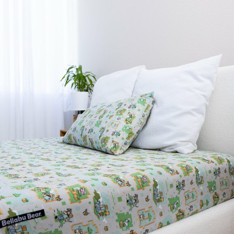 Bellabu Bear Minecraft Overworld Dreams Bamboo Viscose Twin Sheet Set