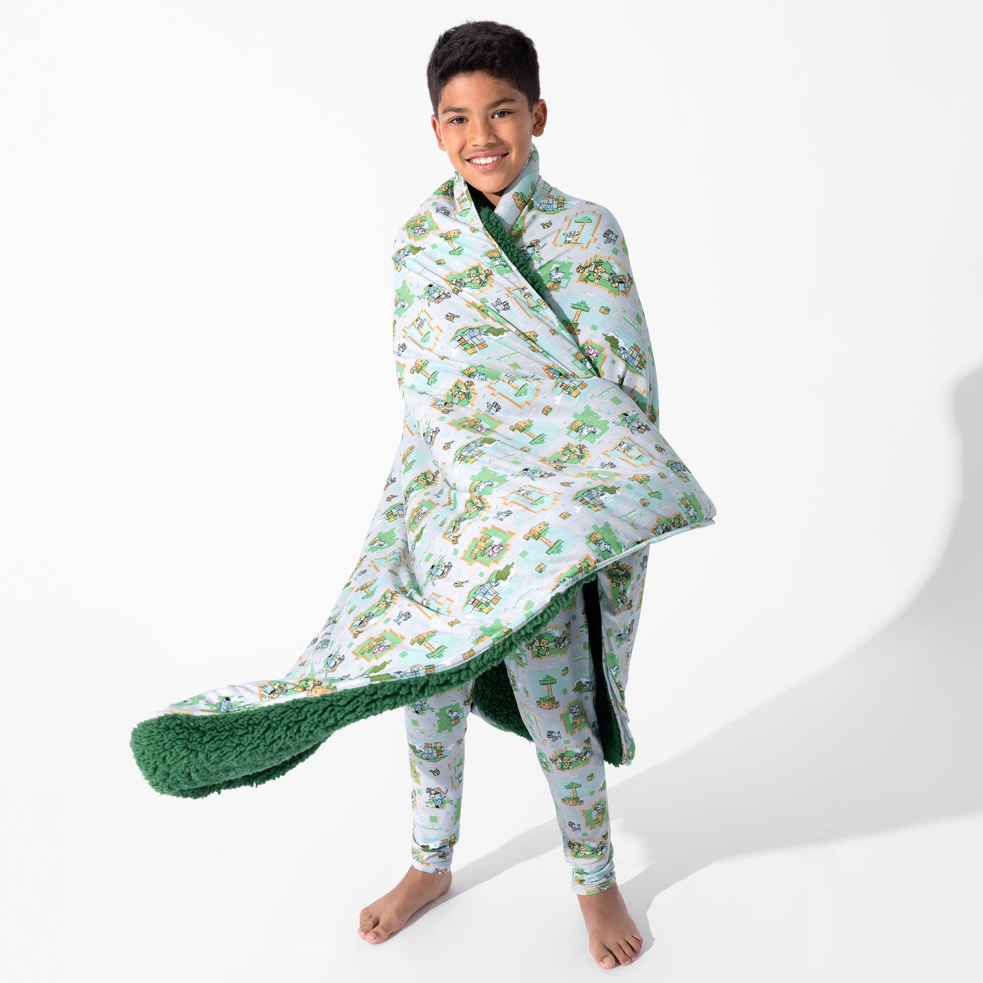 Bellabu Bear Minecraft Overworld Dreams Bamboo Viscose Sherpa Blanket
