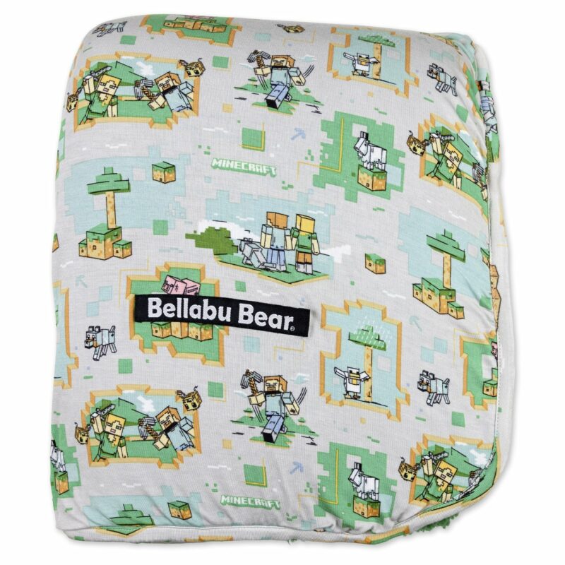 Bellabu Bear Minecraft Overworld Dreams Bamboo Viscose Sherpa Blanket Bedding