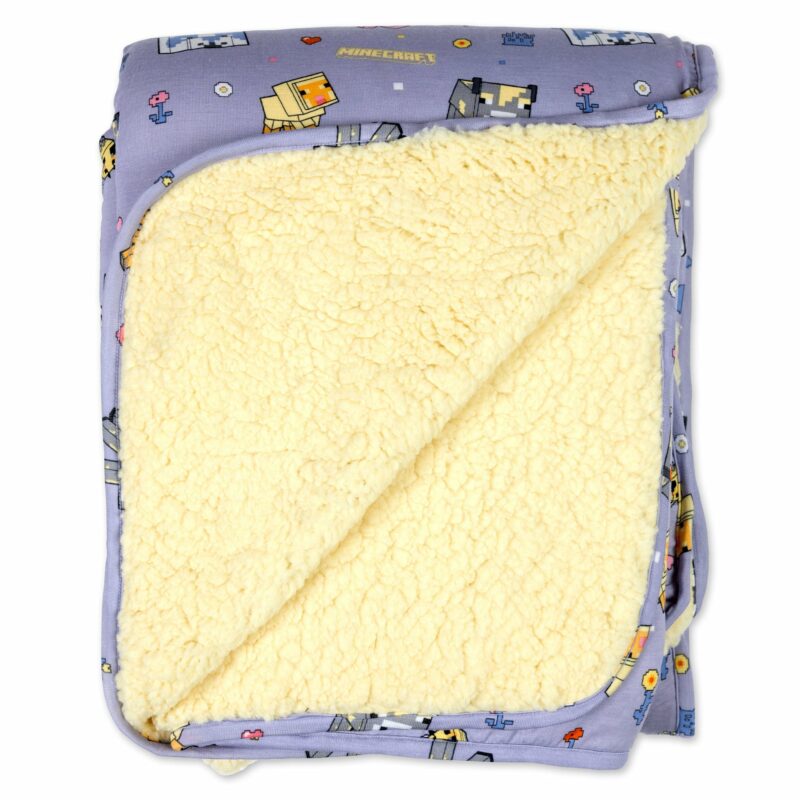 Bellabu Bear Minecraft Pixel Pals Bamboo Viscose Sherpa Blanket Bedding