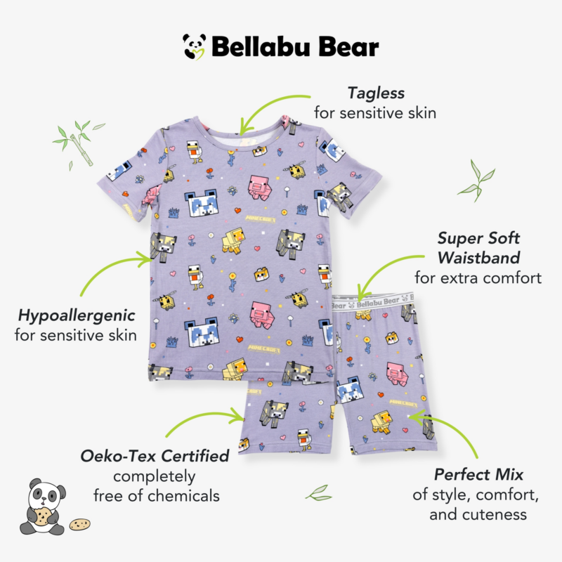 Minecraft Pixel Pals Bamboo Viscose Pajama Short Set
