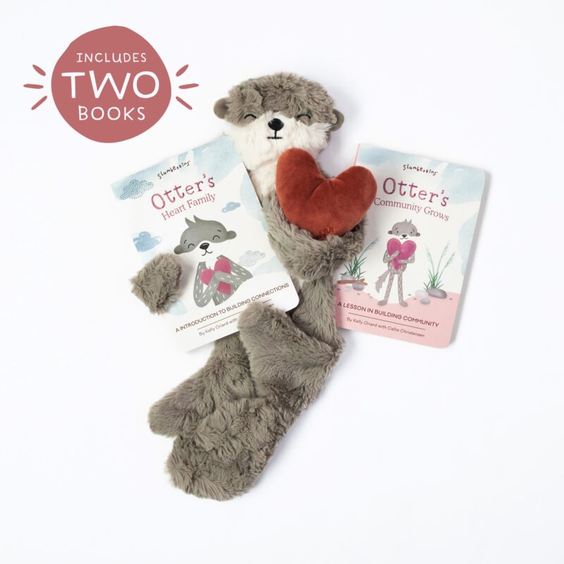 Slumberkins Otter's Building Connections Plush Snuggler 2 Book Bundle