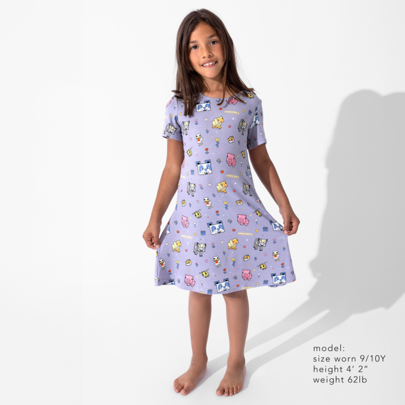 Minecraft Pixel Pals Bamboo Viscose Short Sleeve Dress from Bellabu Bear