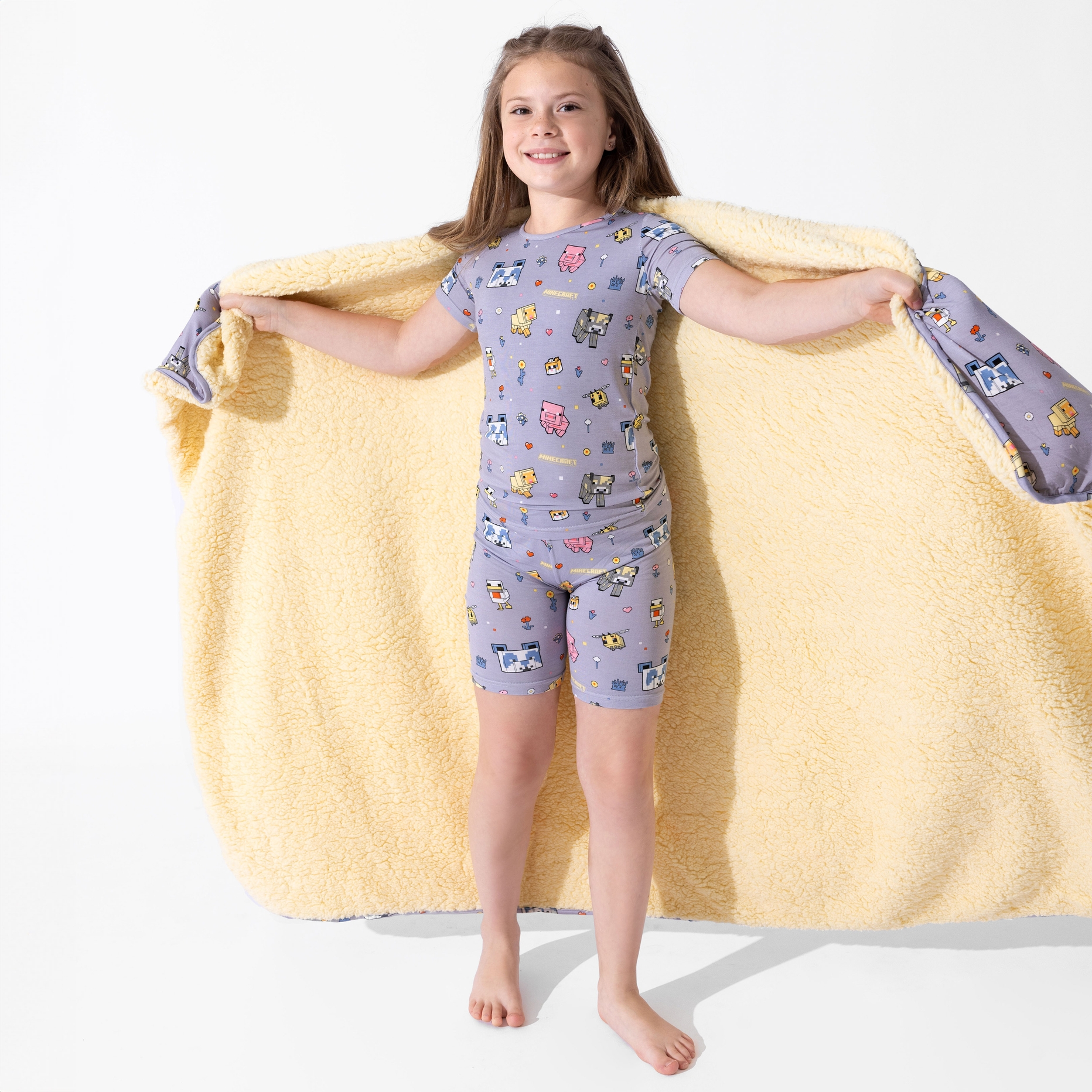 Bellabu Bear Minecraft Pixel Pals Bamboo Viscose Pajama Short Set