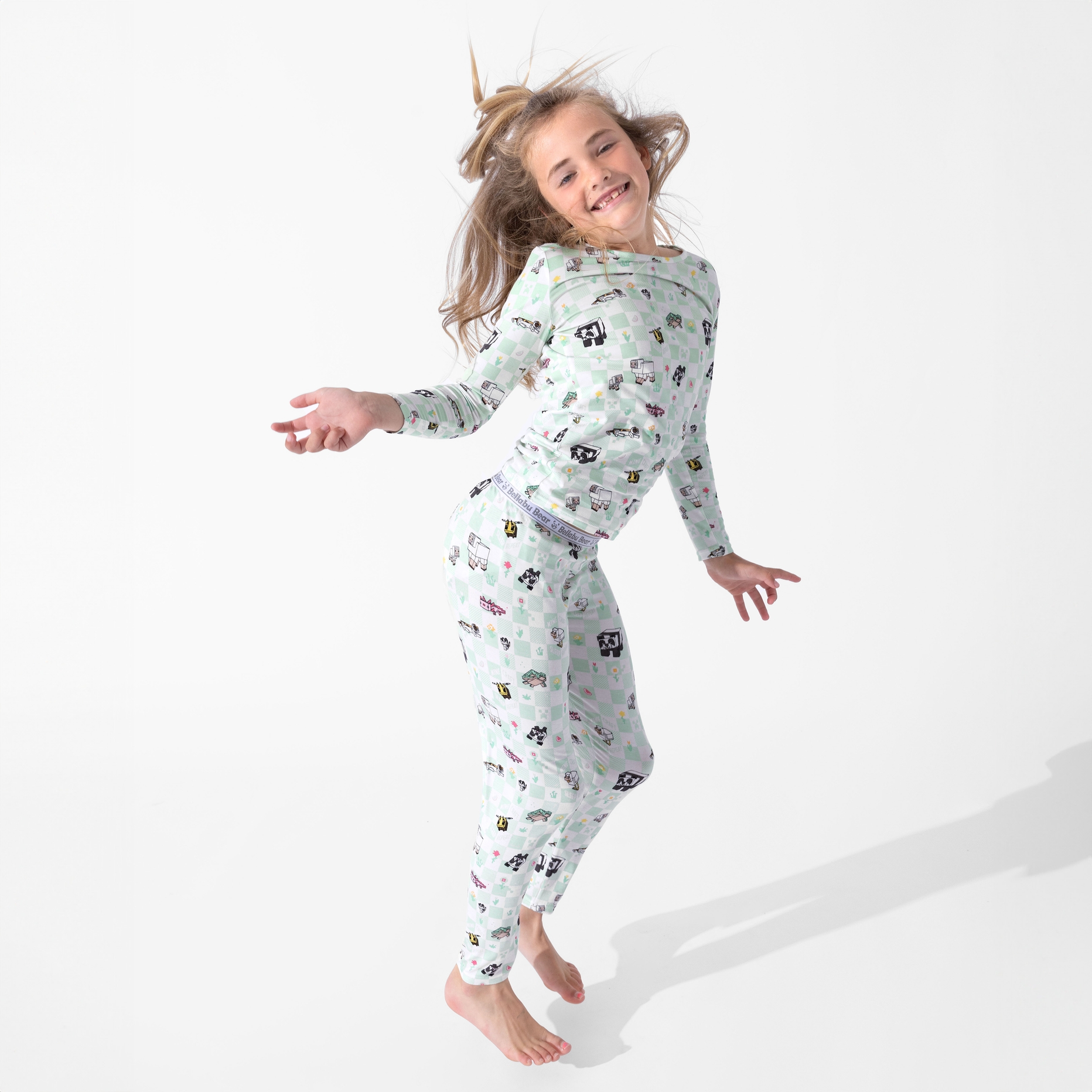 Bellabu Bear Minecraft Sleep Repeat Bamboo Viscose Pajamas