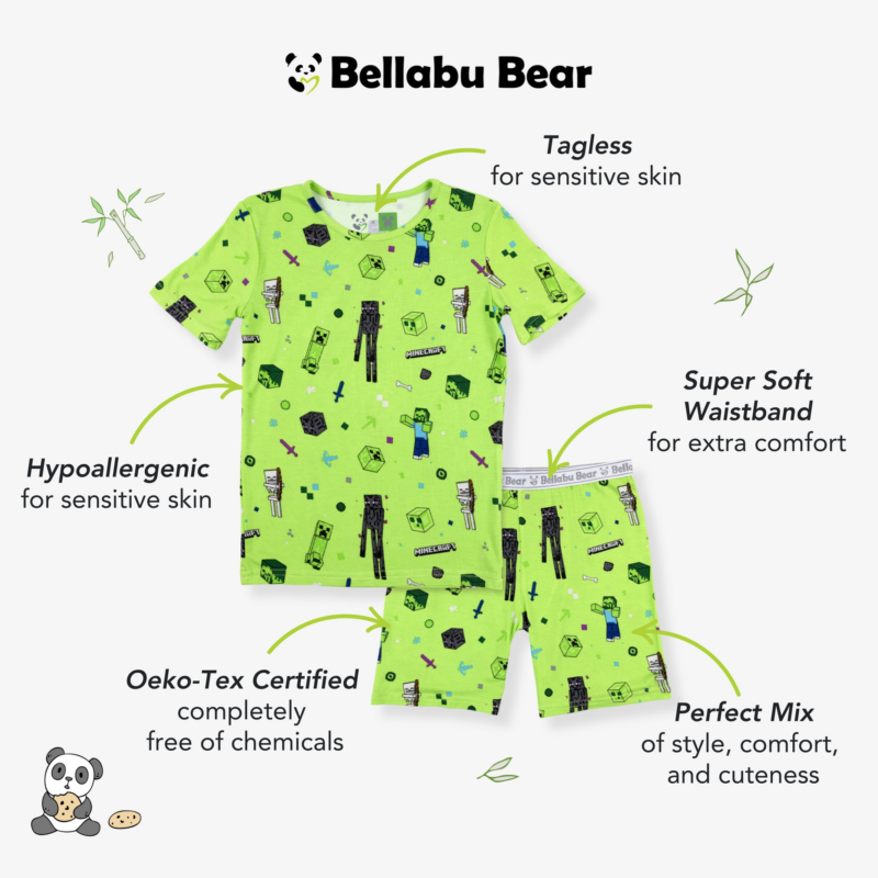 Minecraft Mob Squad Bamboo Viscose Pajama Short Set available at Blossom