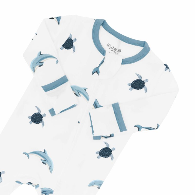 Zippered Footie in Dolphin