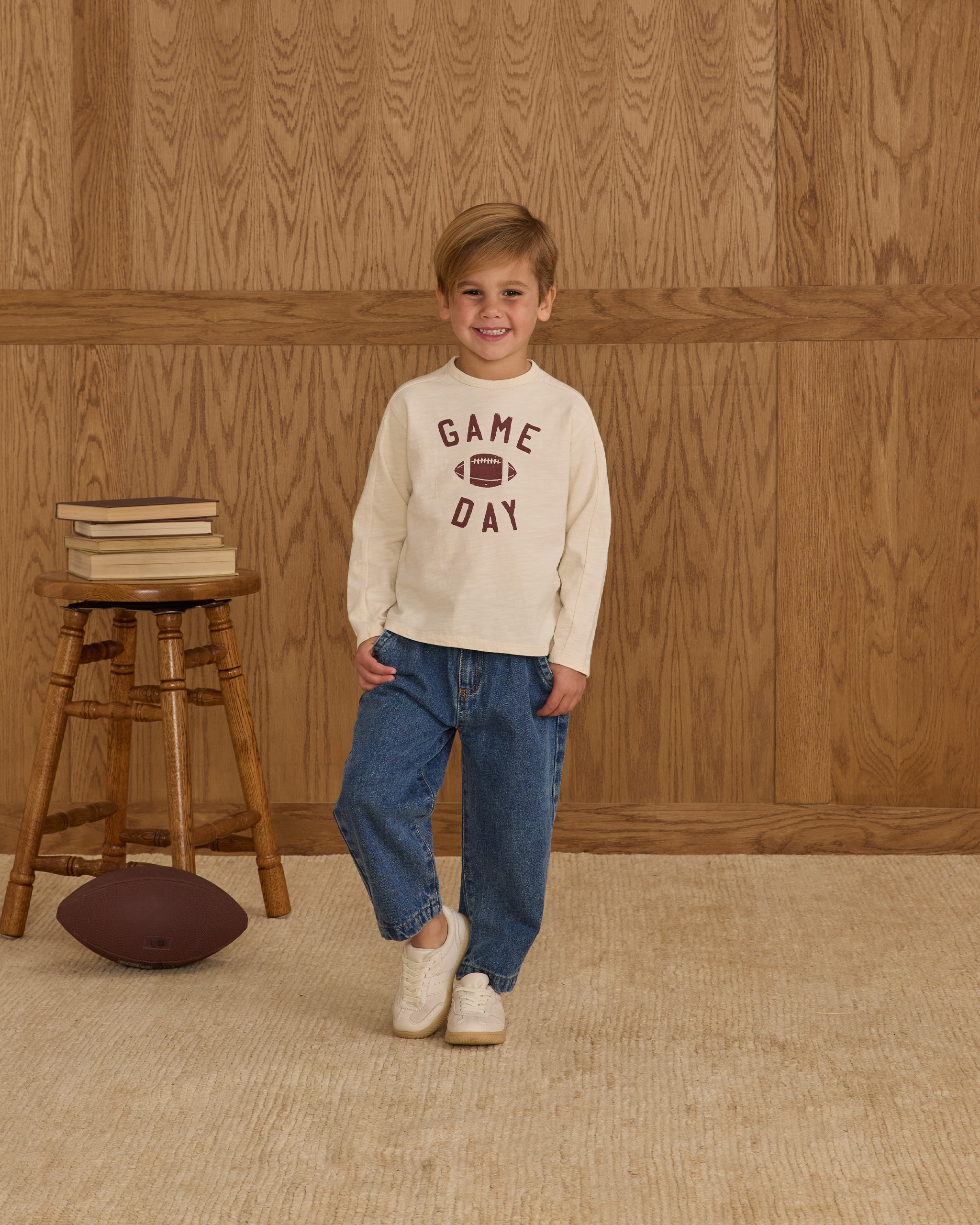 Rylee & Cru Long Sleeve Paneled Tee In Game Day