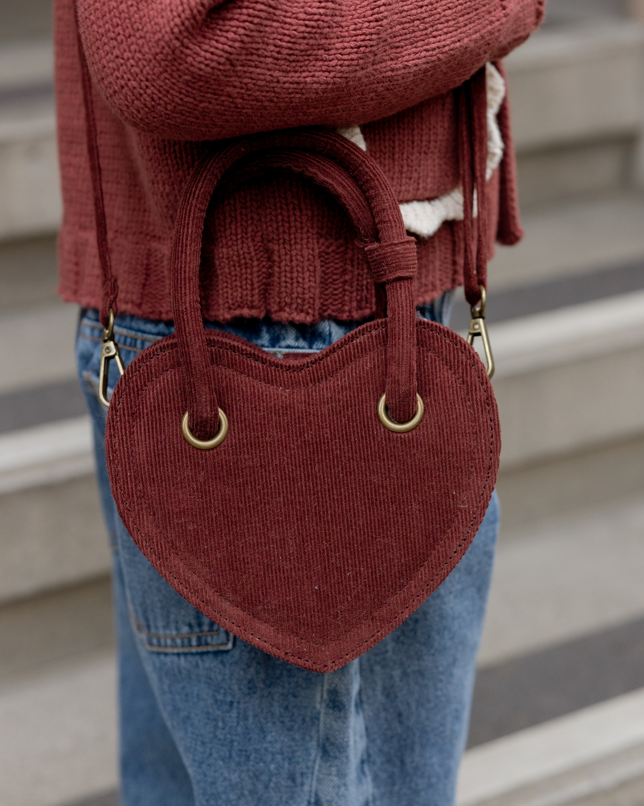 Rylee & Cru Heart Purse In Burgundy